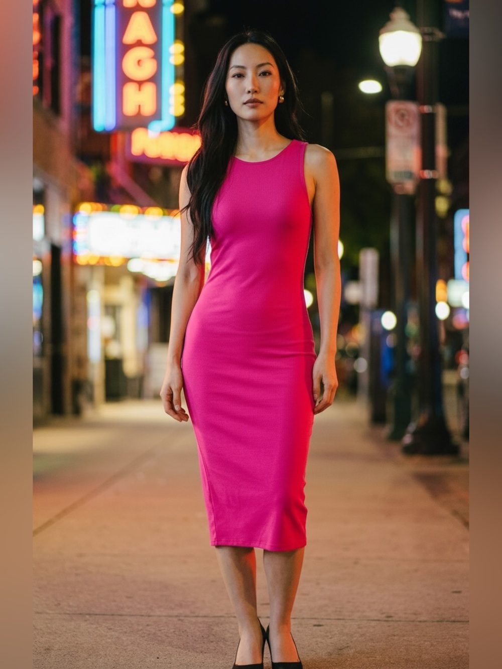 Lillusory Backless &  Sleeveless Hot Pink Maxi Dress SzM